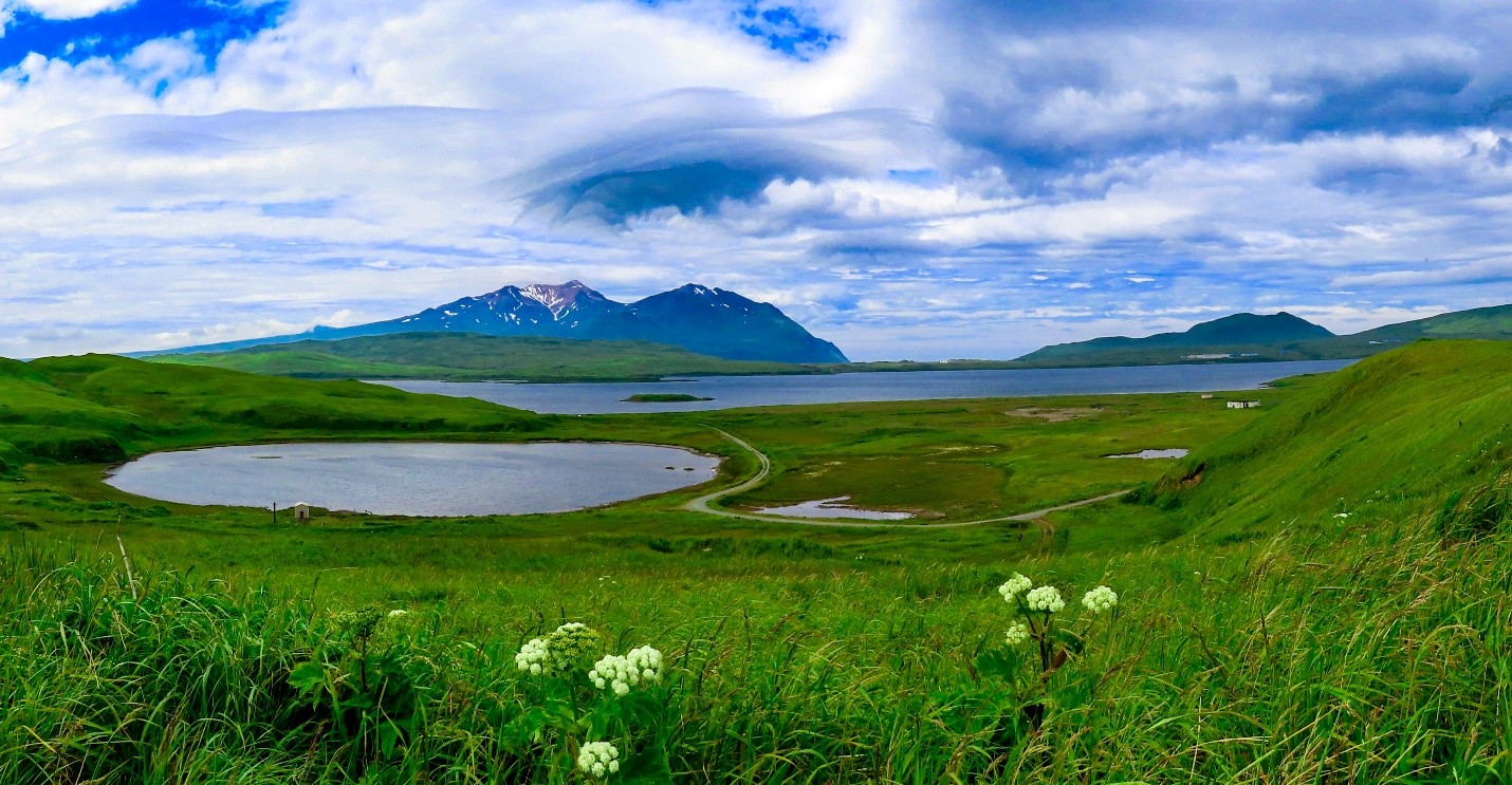 Northeast Adak: Lake Shirley, Clam Lagoon, and Mt. Moffett.