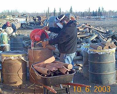 Demilitarizing orndance: removing explosives. 