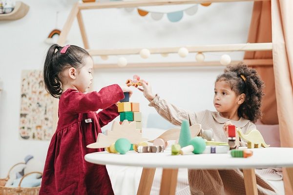 Kids playing in a classroom