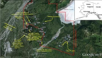 Aerial view of areas studied in Cordova, Alaska