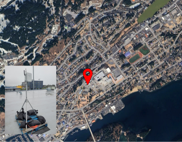 Satellite photo of sensor location with overlaid image closeup of the sensor.