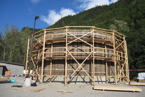 Construction of a water tank in Alaska.