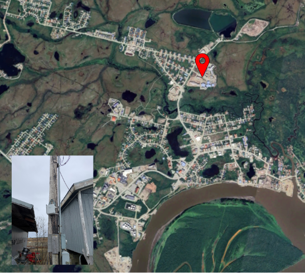 Satellite photo of sensor location with overlaid image closeup of the sensor.