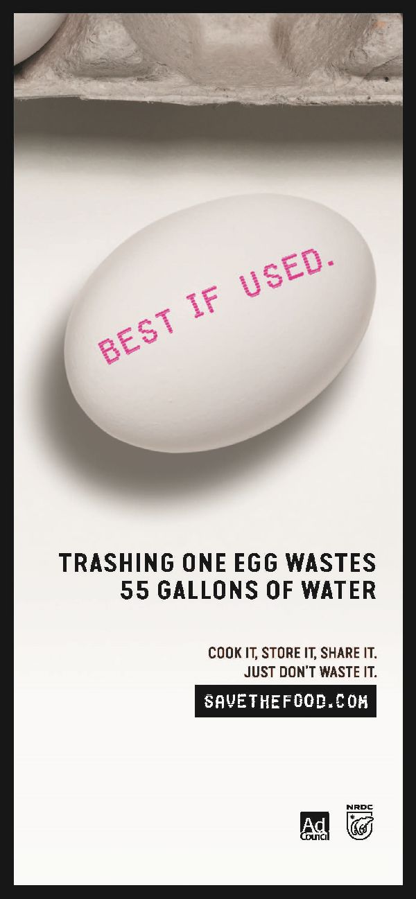 Trashing one egg wastes 55 gallons of water
