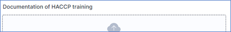 Under the application section for Documentation of HACCP Training, a HACCP training document can be attached by clicking the box that says browse files and proceeding to find and attach the appropriate file.
