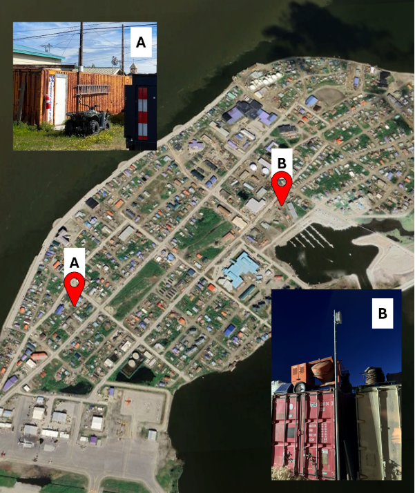 Satellite photo of sensor location with overlaid image closeup of the sensor.