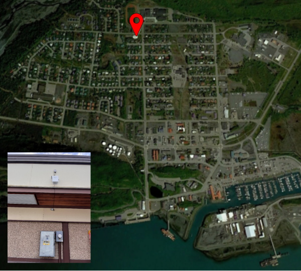 Satellite photo of sensor location with overlaid image closeup of the sensor.