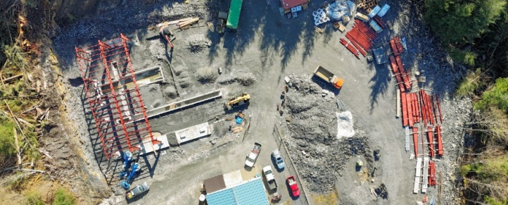 Aerial of the Wrangell Water Treatment Plant under construction.