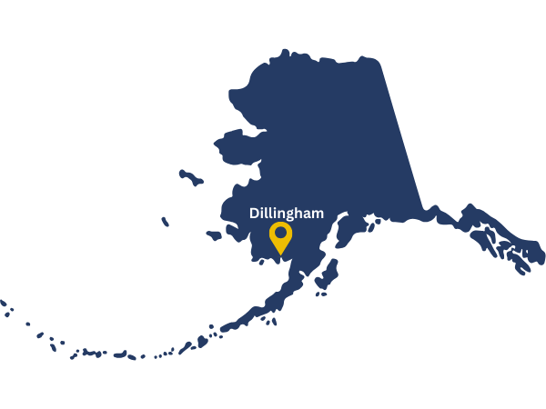 Map of Alaska that shows where Dillingham is located.