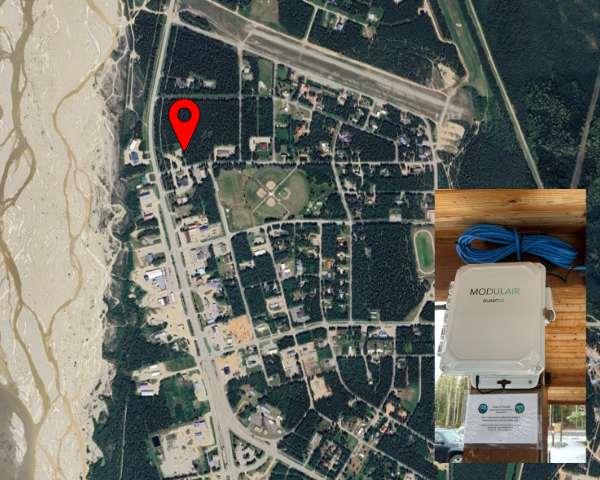 Satellite photo of sensor location with overlaid image closeup of the sensor.