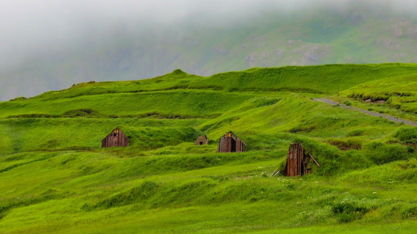 Image of bunkers on Adak Island