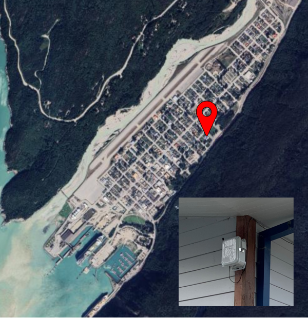 Satellite photo of sensor location with overlaid image closeup of the sensor.