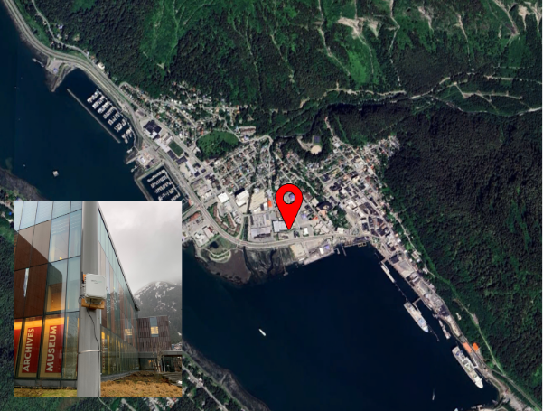 Satellite photo of sensor location with overlaid image closeup of the sensor.